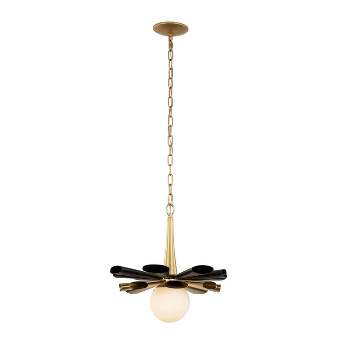 Varaluz 372P01MMBFG One Light Pendant, Matte Black/French Gold
