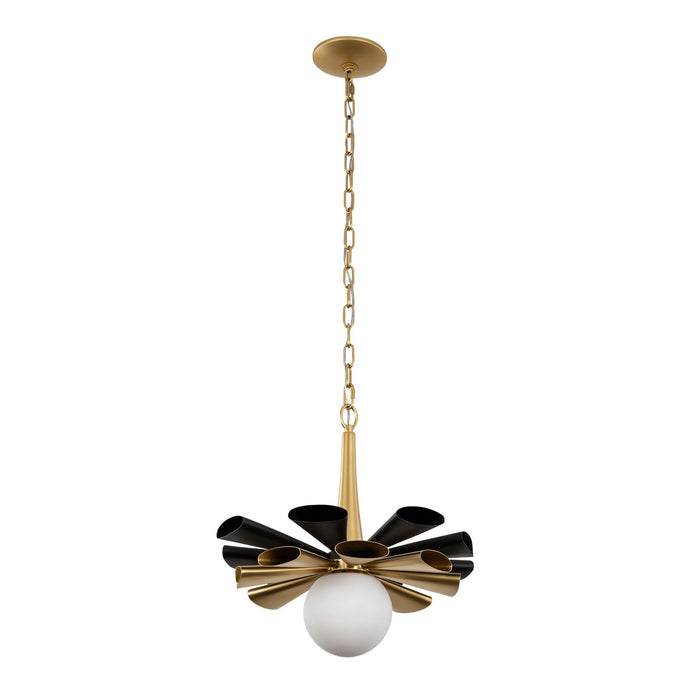 Varaluz 372P01MMBFG One Light Pendant, Matte Black/French Gold