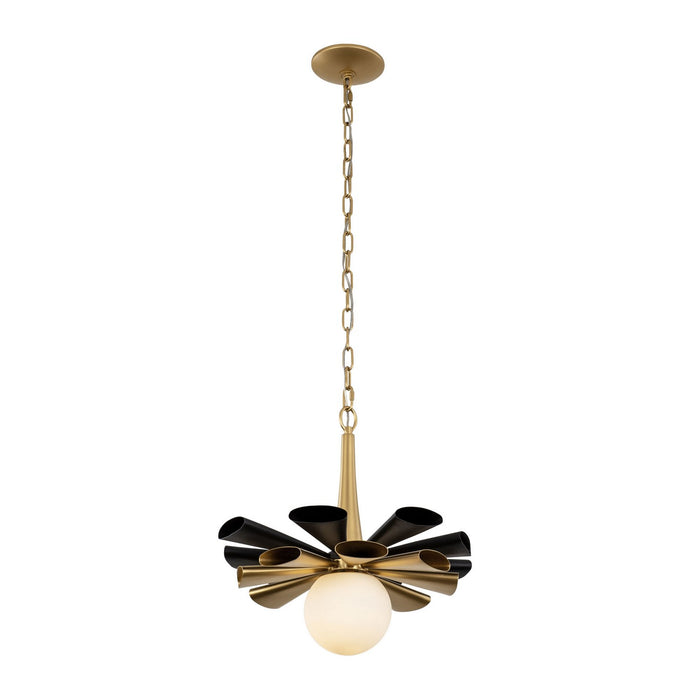 Varaluz 372P01MMBFG One Light Pendant, Matte Black/French Gold