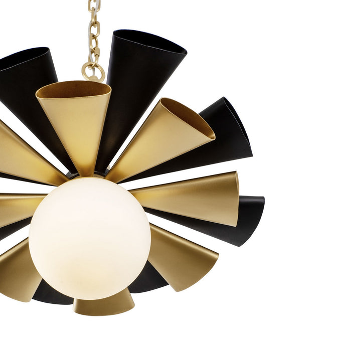 Varaluz 372P01MMBFG One Light Pendant, Matte Black/French Gold