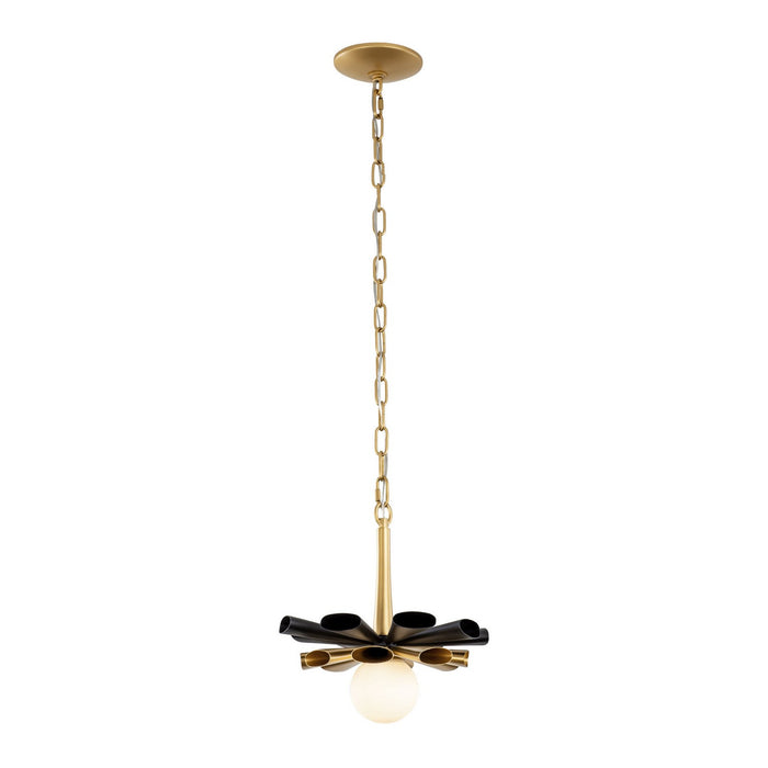 Varaluz 372P01SMBFG LED Pendant, Matte Black/French Gold