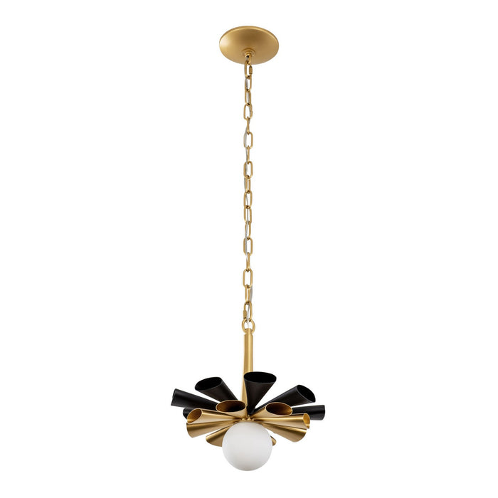 Varaluz 372P01SMBFG LED Pendant, Matte Black/French Gold