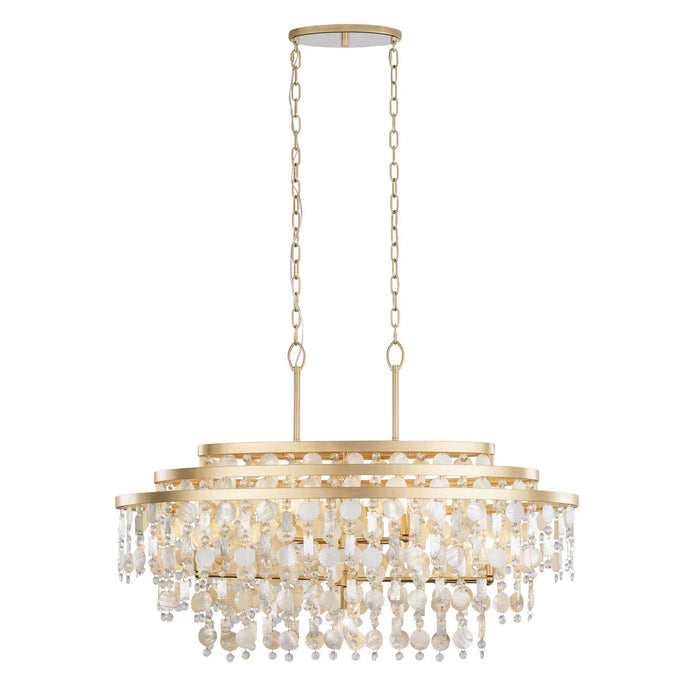 Varaluz 377N09FG Nine Light Linear Pendant, French Gold