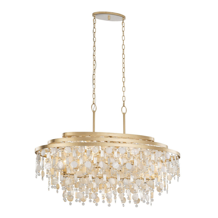Varaluz 377N09FG Nine Light Linear Pendant, French Gold