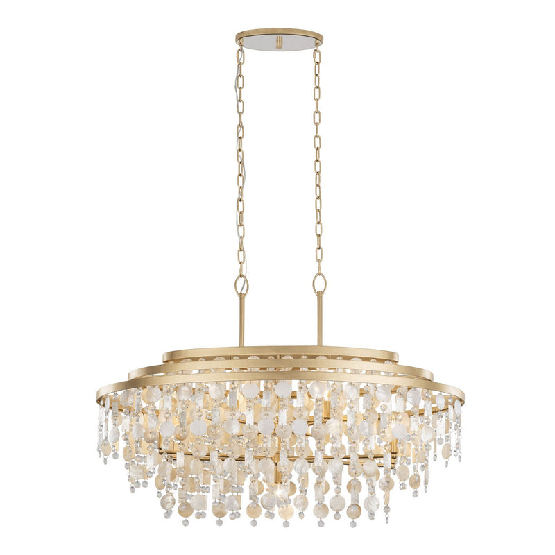 Varaluz 377N09FG Nine Light Linear Pendant, French Gold