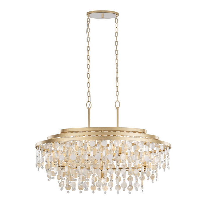 Varaluz 377N09FG Nine Light Linear Pendant, French Gold