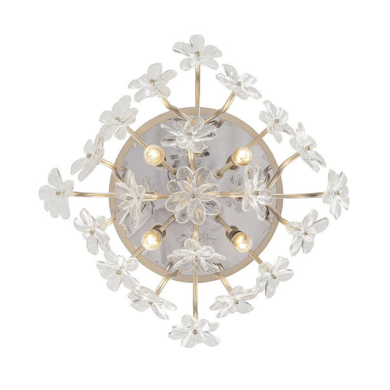 Varaluz 378S04GDAR Four Light Semi-Flush Mount, Gold Dust/Artifact