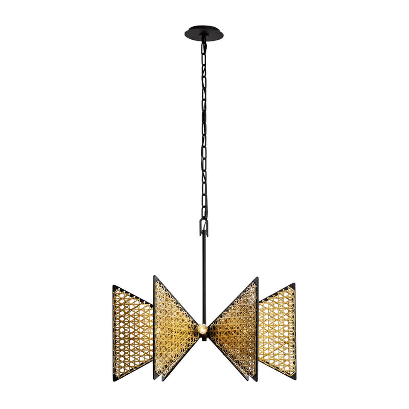 Varaluz 379C06MBS Six Light Chandelier, Matte Black/Sulihiya