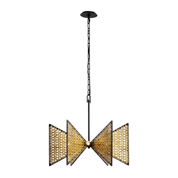 Varaluz 379C06MBS Six Light Chandelier, Matte Black/Sulihiya
