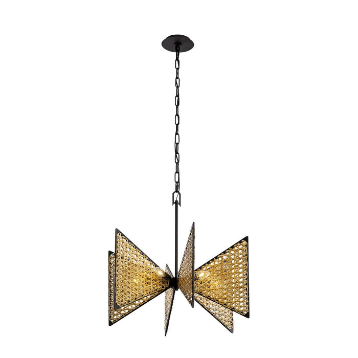 Varaluz 379C06MBS Six Light Chandelier, Matte Black/Sulihiya