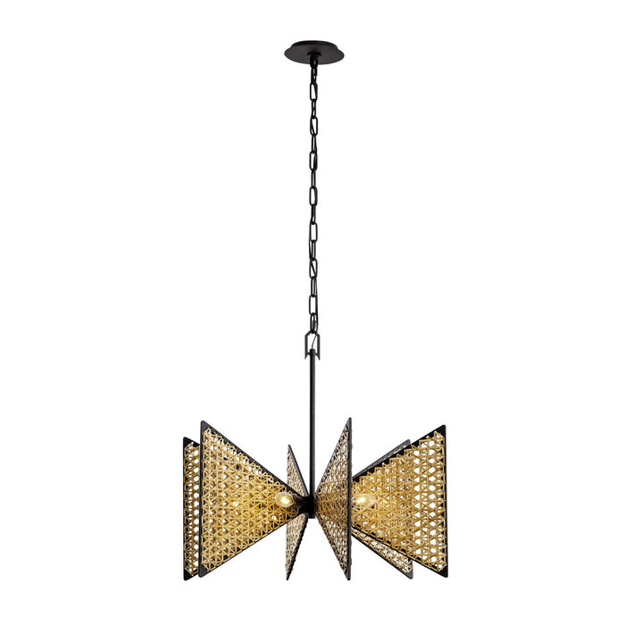 Varaluz 379C06MBS Six Light Chandelier, Matte Black/Sulihiya