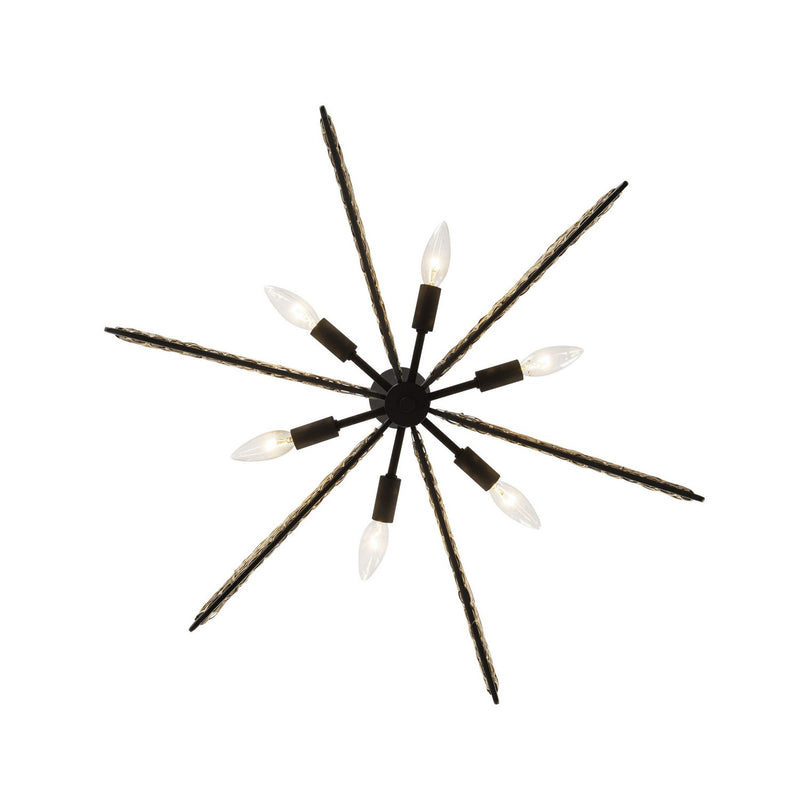 Varaluz 379C06MBS Six Light Chandelier, Matte Black/Sulihiya