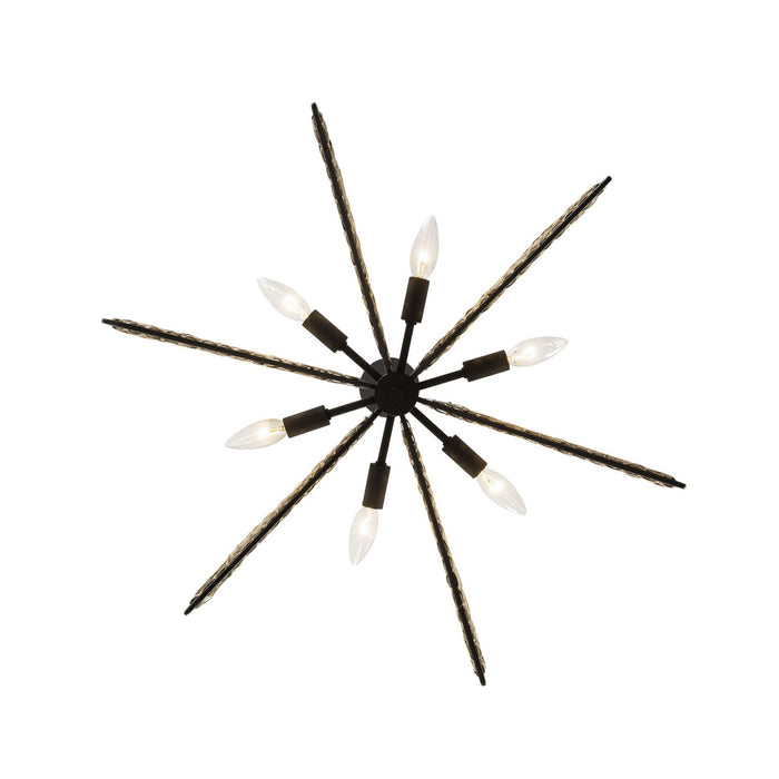 Varaluz 379C06MBS Six Light Chandelier, Matte Black/Sulihiya