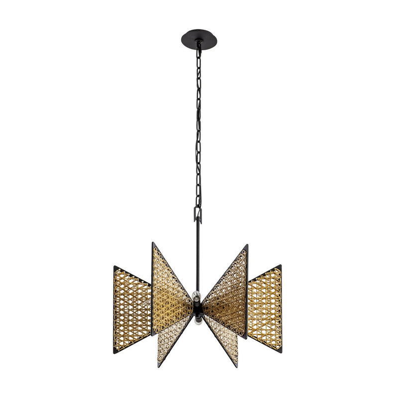 Varaluz 379C06MBS Six Light Chandelier, Matte Black/Sulihiya
