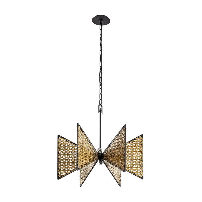 Varaluz 379C06MBS Six Light Chandelier, Matte Black/Sulihiya