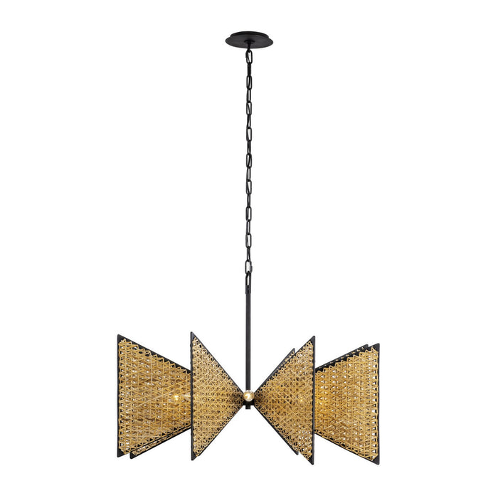 Varaluz 379C08MBS Eight Light Chandelier, Matte Black/Sulihiya