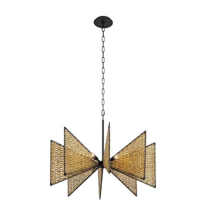 Varaluz 379C08MBS Eight Light Chandelier, Matte Black/Sulihiya
