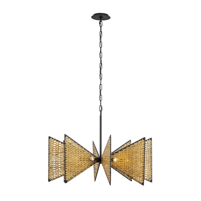 Varaluz 379C08MBS Eight Light Chandelier, Matte Black/Sulihiya