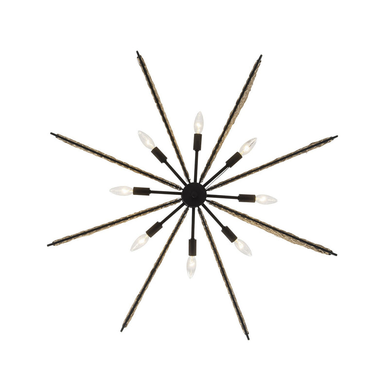 Varaluz 379C08MBS Eight Light Chandelier, Matte Black/Sulihiya