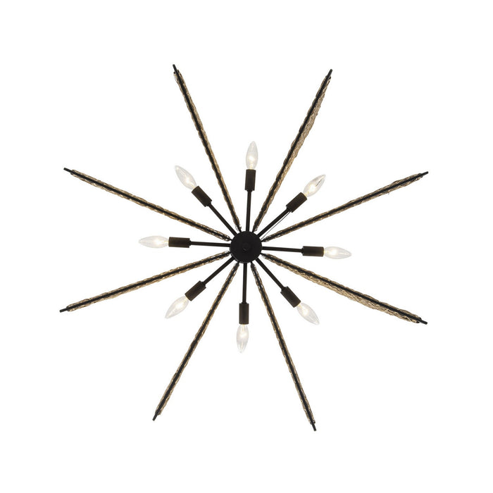 Varaluz 379C08MBS Eight Light Chandelier, Matte Black/Sulihiya