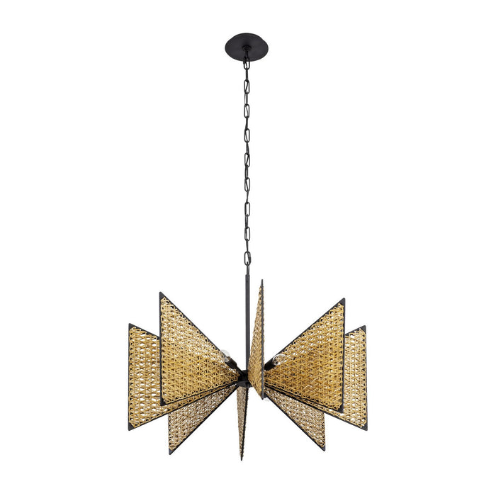 Varaluz 379C08MBS Eight Light Chandelier, Matte Black/Sulihiya