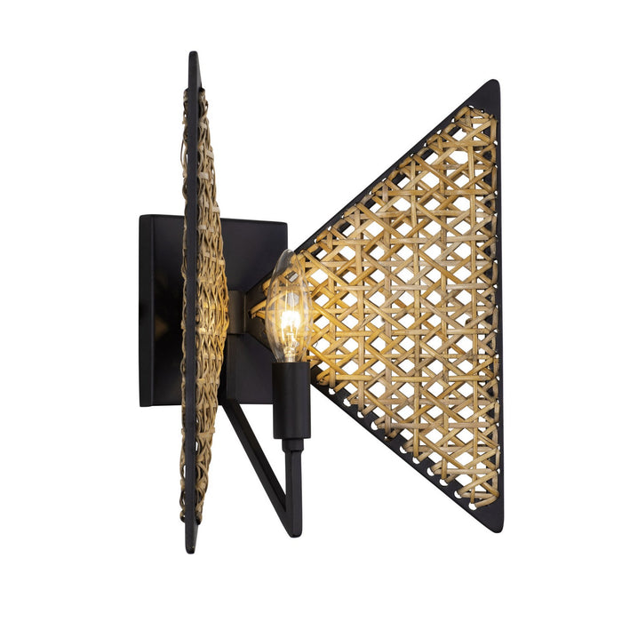 Varaluz 379W01MBS One Light Wall Sconce, Matte Black/Sulihiya