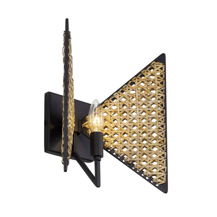 Varaluz 379W01MBS One Light Wall Sconce, Matte Black/Sulihiya