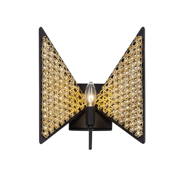 Varaluz 379W01MBS One Light Wall Sconce, Matte Black/Sulihiya