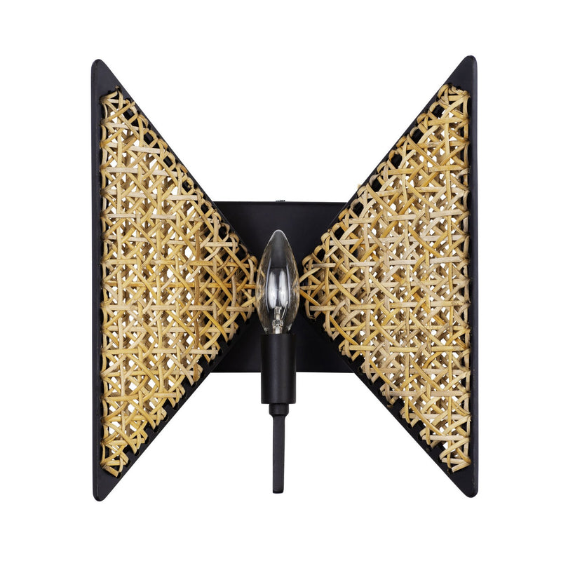 Varaluz 379W01MBS One Light Wall Sconce, Matte Black/Sulihiya