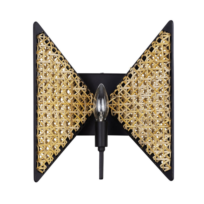 Varaluz 379W01MBS One Light Wall Sconce, Matte Black/Sulihiya