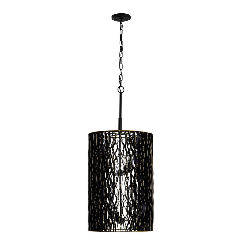Varaluz 380F06MBFG Six Light Foyer Pendant, Matte Black/French Gold