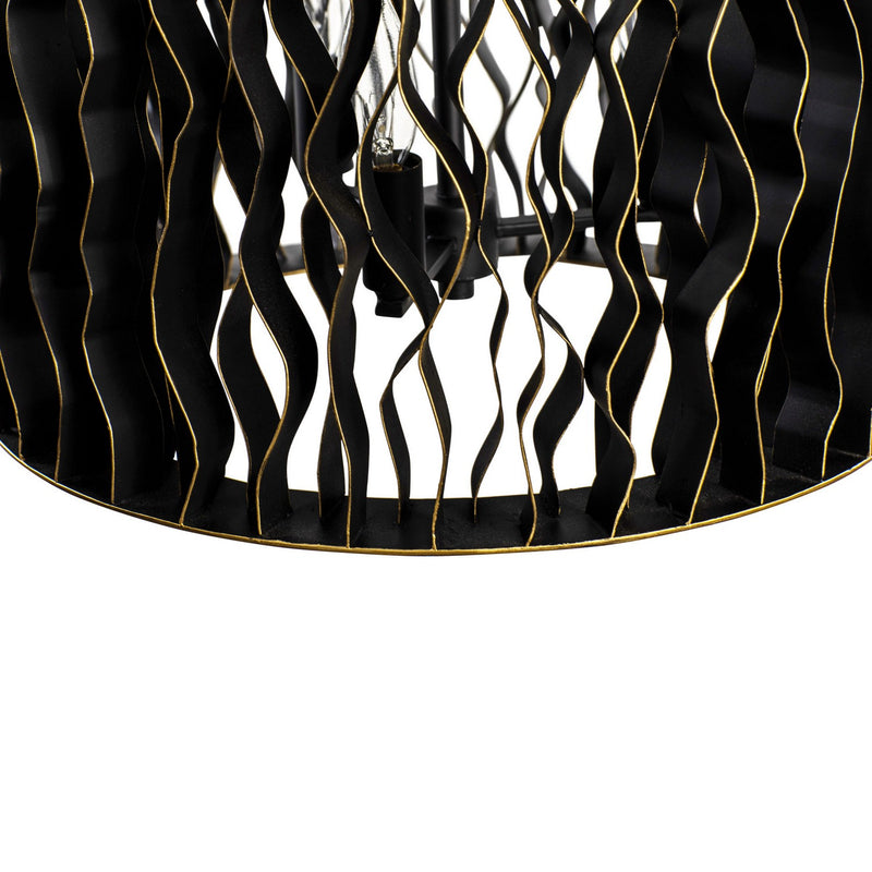 Varaluz 380F06MBFG Six Light Foyer Pendant, Matte Black/French Gold
