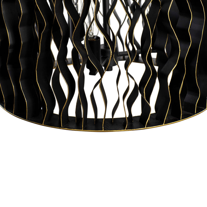 Varaluz 380F06MBFG Six Light Foyer Pendant, Matte Black/French Gold