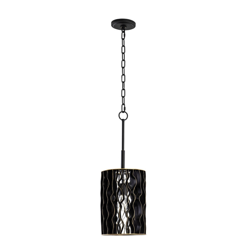 Varaluz 380M01MBFG One Light Mini Pendant, Matte Black/French Gold