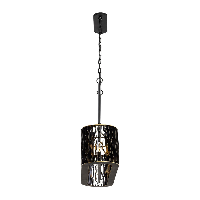 Varaluz 380N05MBFG Five Light Linear Pendant, Matte Black/French Gold
