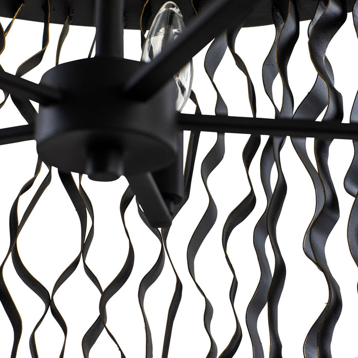 Varaluz 380P05MBFG Five Light Pendant, Matte Black/French Gold