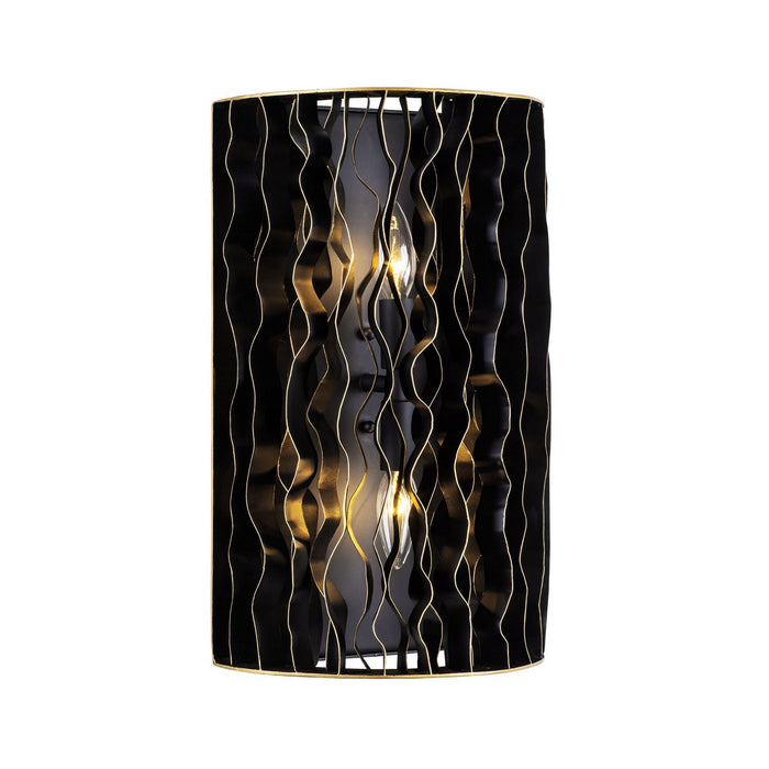 Varaluz 380W02MBFG Two Light Wall Sconce, Matte Black/French Gold