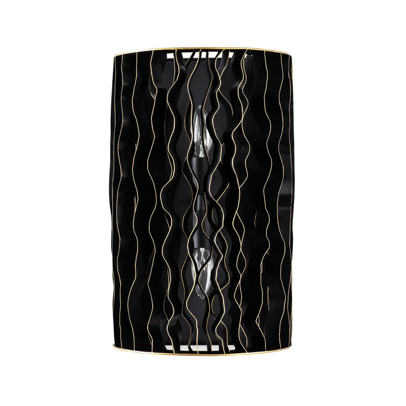 Varaluz 380W02MBFG Two Light Wall Sconce, Matte Black/French Gold