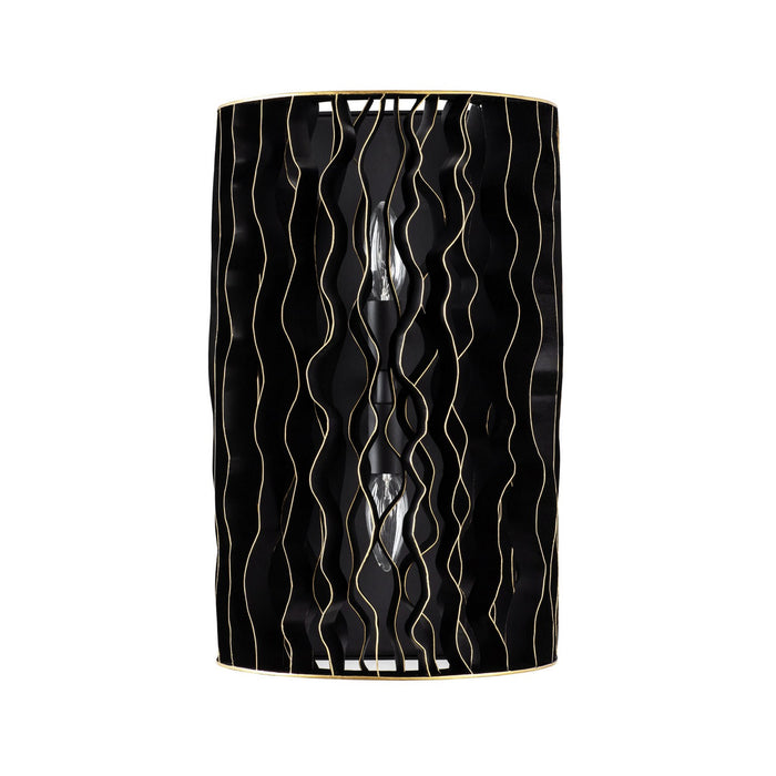 Varaluz 380W02MBFG Two Light Wall Sconce, Matte Black/French Gold