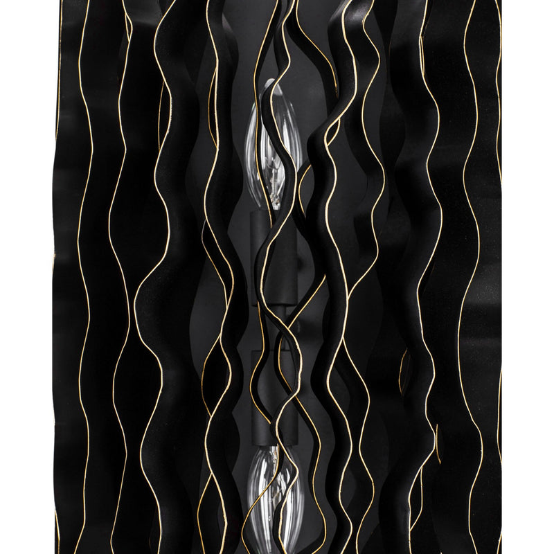 Varaluz 380W02MBFG Two Light Wall Sconce, Matte Black/French Gold
