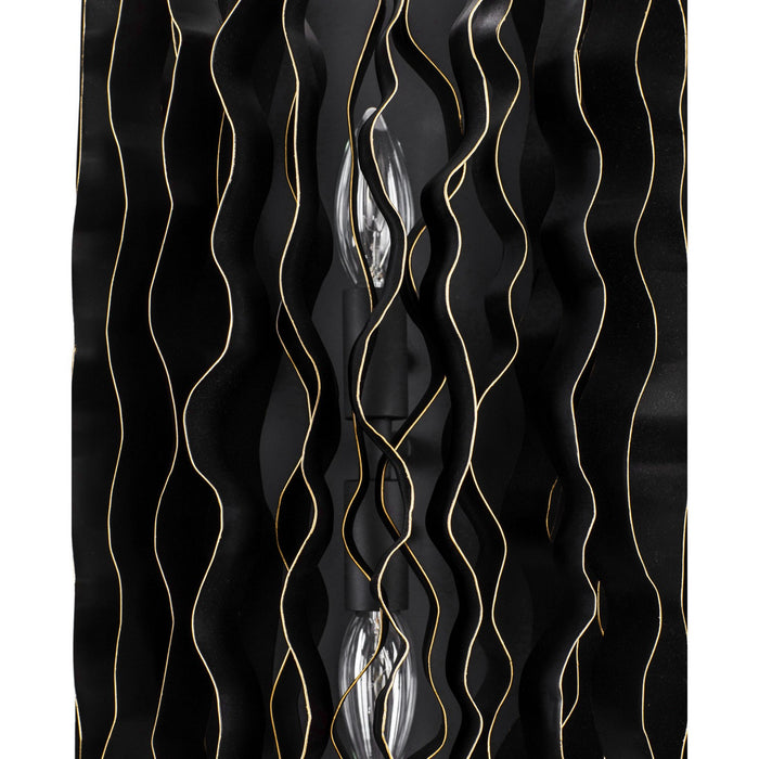 Varaluz 380W02MBFG Two Light Wall Sconce, Matte Black/French Gold