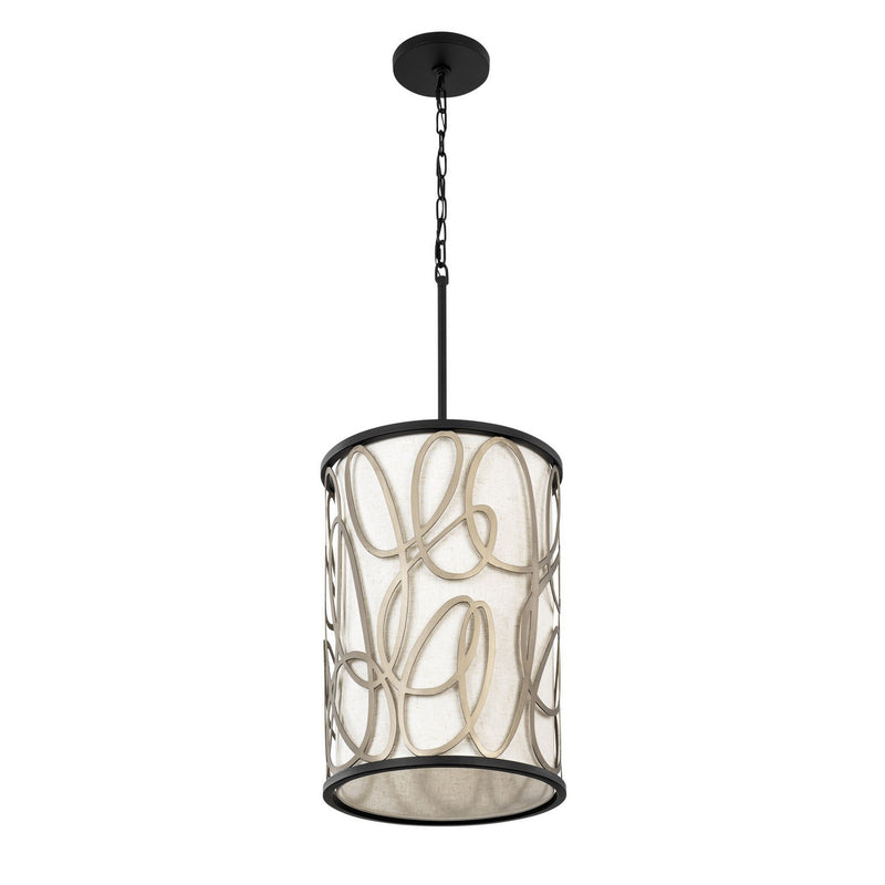 Varaluz 381F06MBAR Six Light Foyer Pendant, Matte Black/Artifact