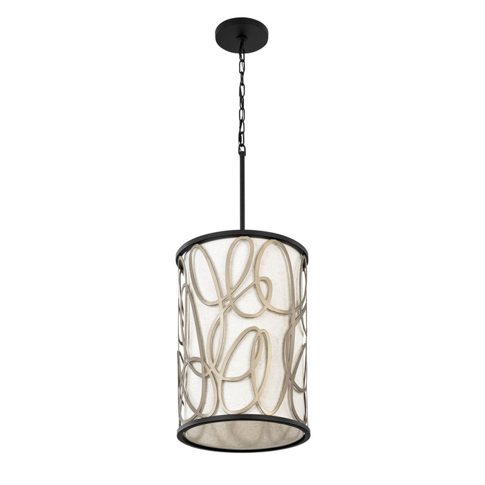 Varaluz 381F06MBAR Six Light Foyer Pendant, Matte Black/Artifact