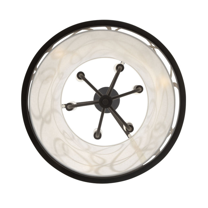 Varaluz 381F06MBAR Six Light Foyer Pendant, Matte Black/Artifact