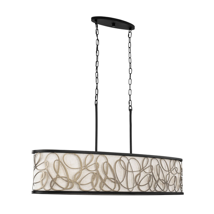 Varaluz 381N06MBAR Six Light Linear Pendant, Matte Black/Artifact