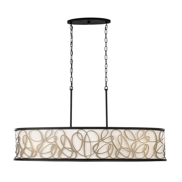 Varaluz 381N06MBAR Six Light Linear Pendant, Matte Black/Artifact