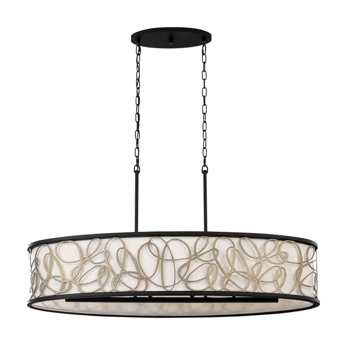 Varaluz 381N06MBAR Six Light Linear Pendant, Matte Black/Artifact