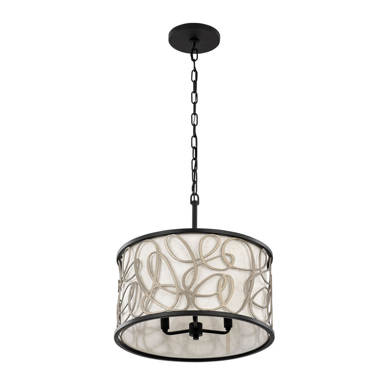 Varaluz 381P03MBAR Three Light Pendant, Matte Black/Artifact