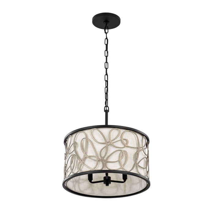 Varaluz 381P03MBAR Three Light Pendant, Matte Black/Artifact