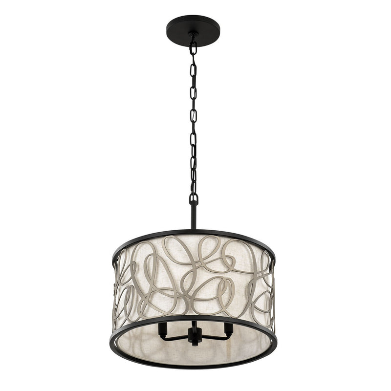 Varaluz 381P03MBAR Three Light Pendant, Matte Black/Artifact